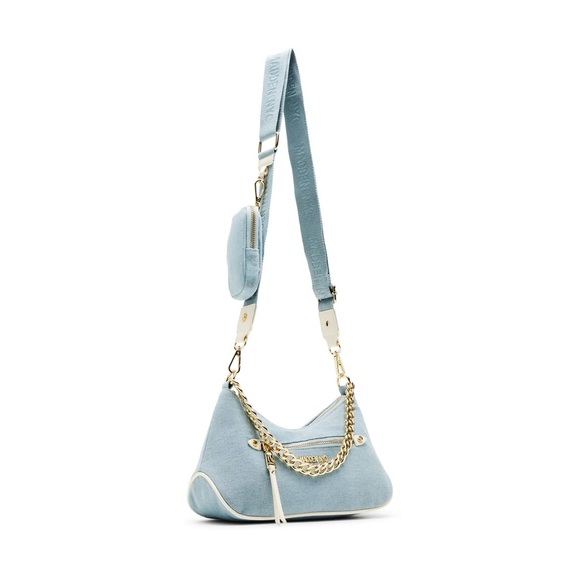 NYC Women's Chain Crossbody Handbag with pouch. Denim - Picture 2 of 9